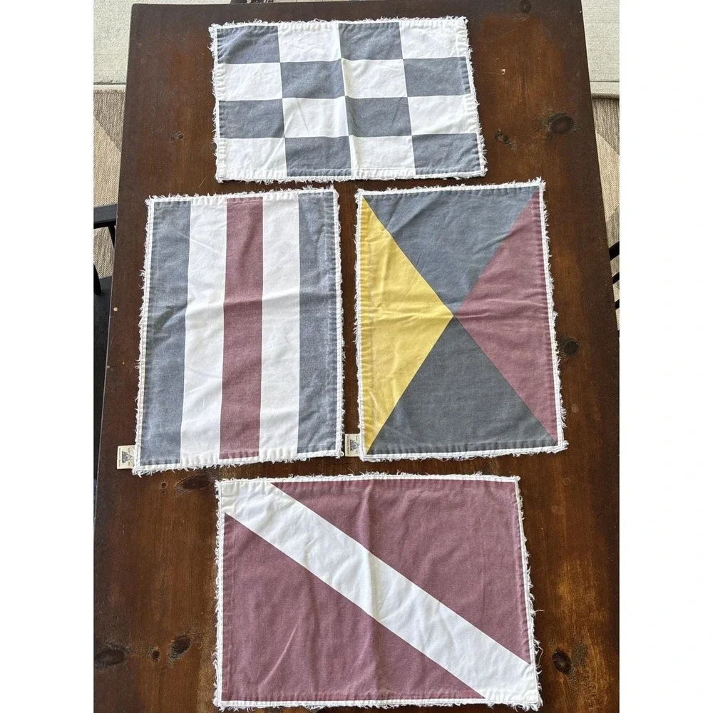 Nautical Signal Flag Sailboat Placemat Set (4)‎ + 4 Kitchen Towels Dickie Walker